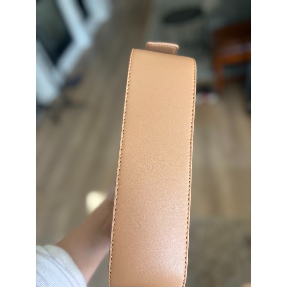 Madison West Tan Faux Leather Crossbody Handbag | Structured Shoulder Bag - Picture 4 of 6